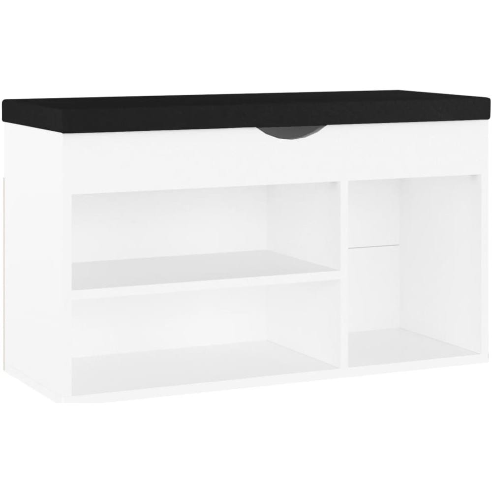 Panca Porta Scarpe con Cuscino Bianca 80x30x47cm Multistrato - Foto 1