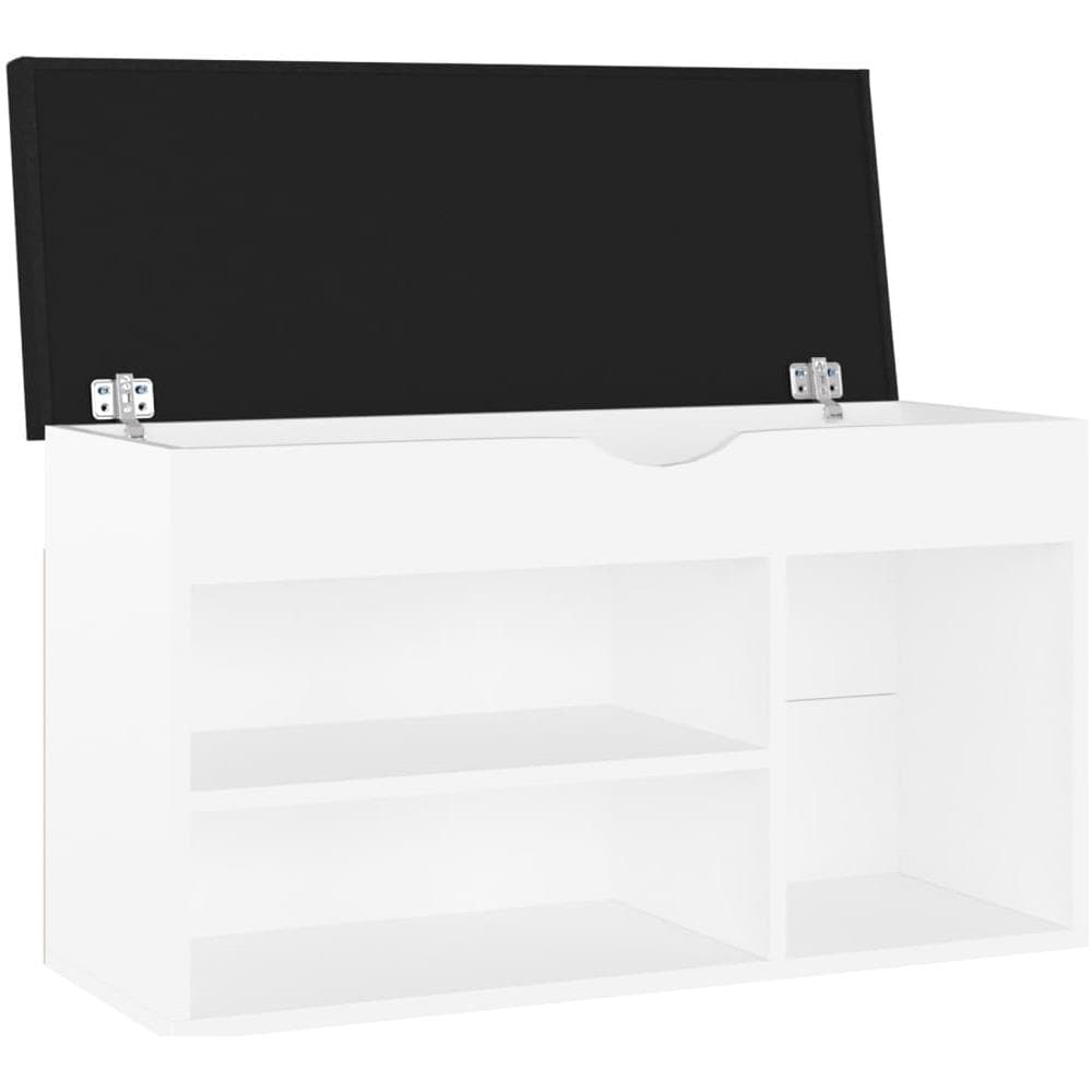 Panca Porta Scarpe con Cuscino Bianca 80x30x47cm Multistrato - Foto 7