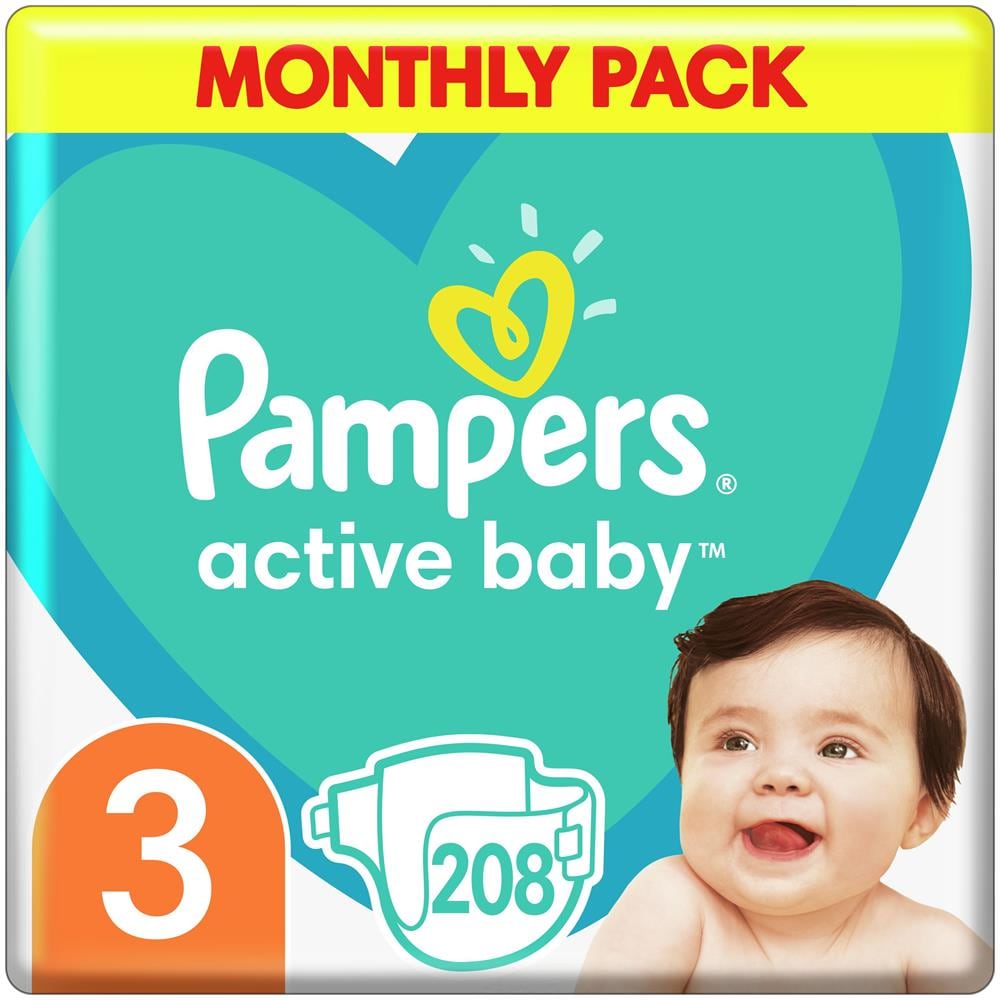 Pannolini Active Baby Monthly Box 3, 6-10 Kg, 208 Pezzi. - Foto 1