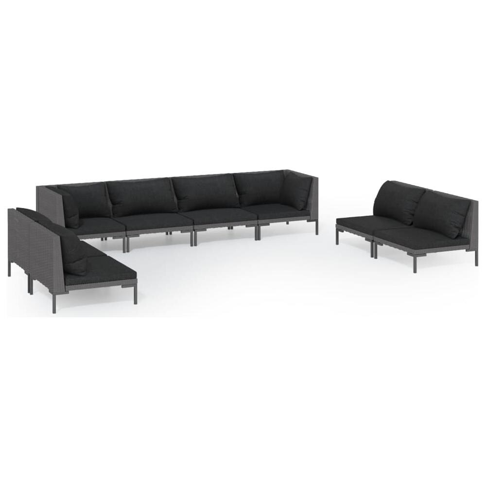 VIDAXL - Set Divani Giardino 9pz Con Cuscini In Polyrattan Grigio Scuro
