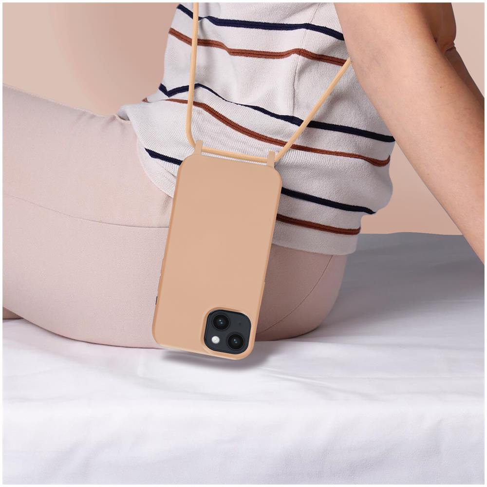 Cover Semirigida Per Iphone 14 Cordino Nylon 80 Cm Rose Gold - Foto 4