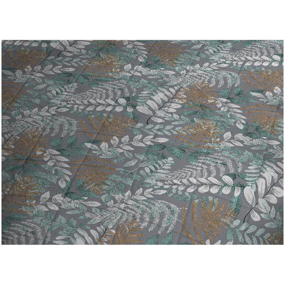 Trapunta Piumone Invernale 300gr Cotone Made Italy Disegno Botanico Foglia Piazza E Mezza Foglia - Foto 1