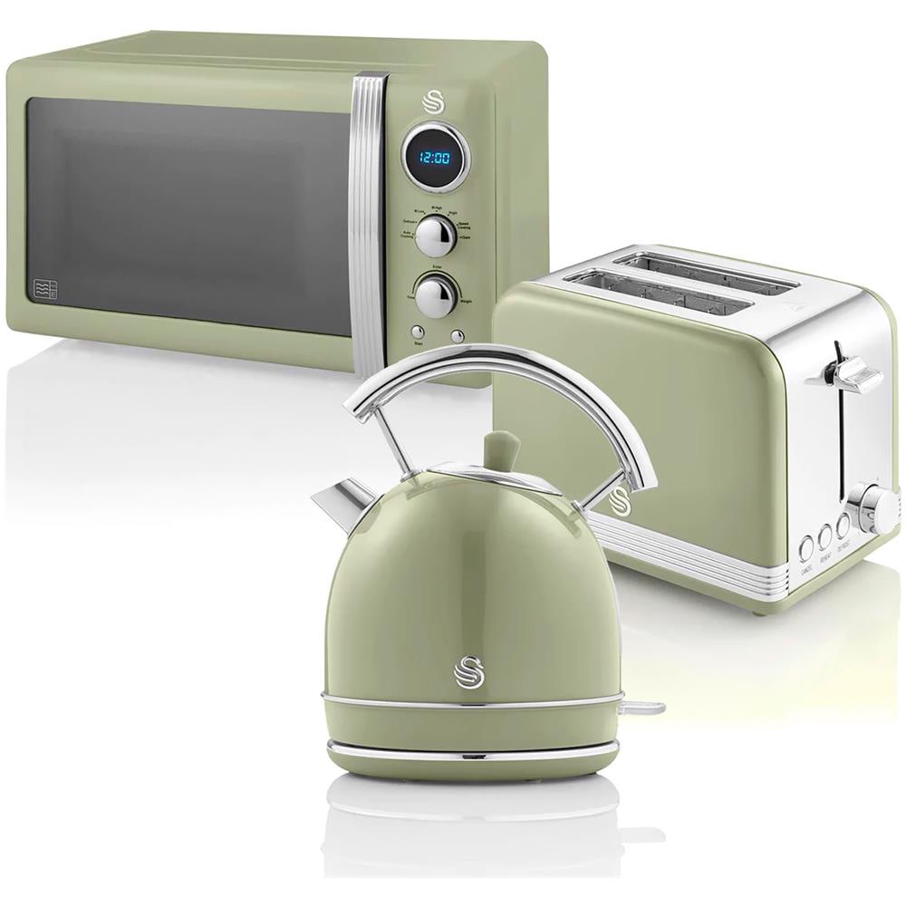 Set Per La Colazione Bollitore 1,8 L Tostapane 2 Fette Microonde 20 L Verde - Foto 1