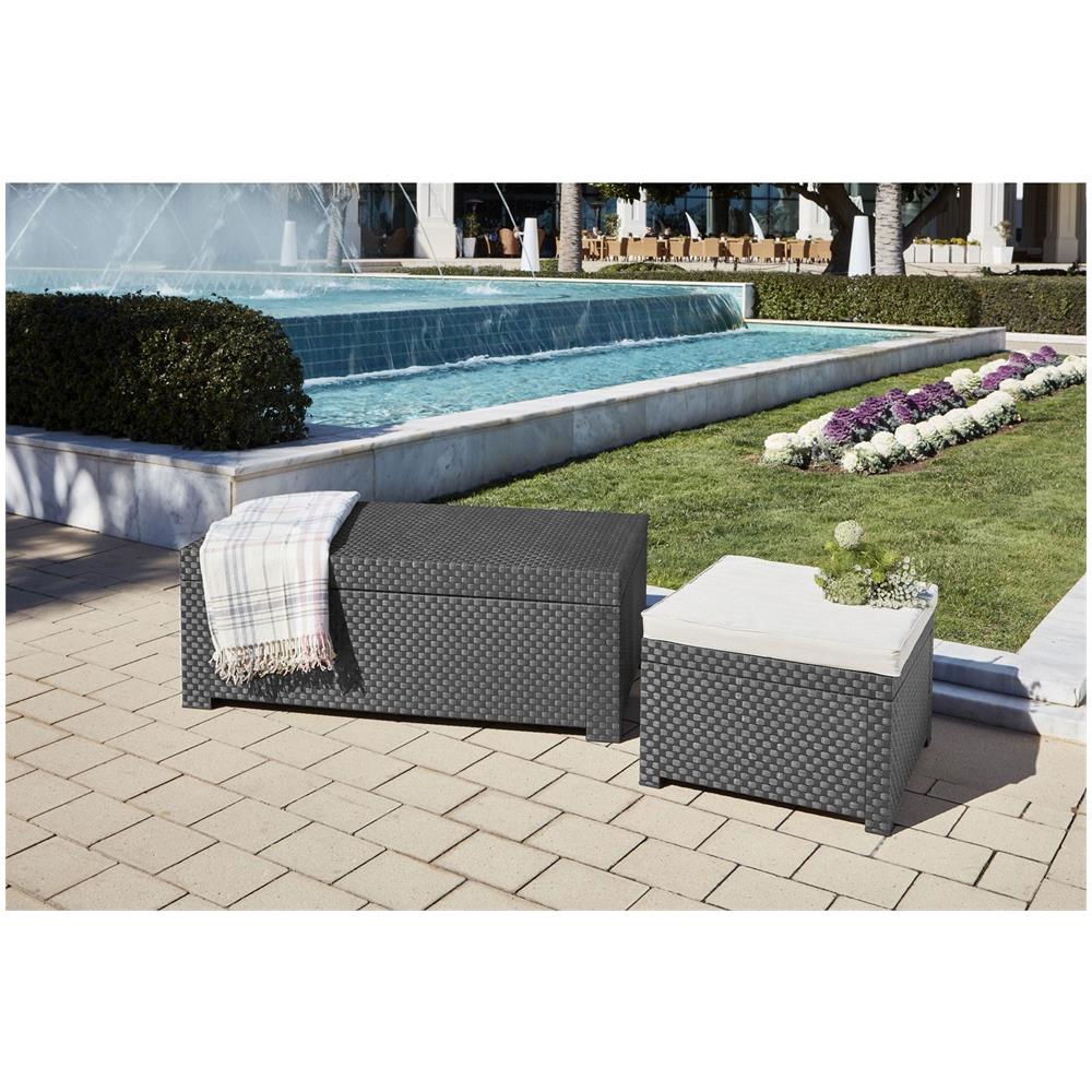 Baule Da Giardino Effetto Resina Intrecciata Antracite Tropea - Foto 2