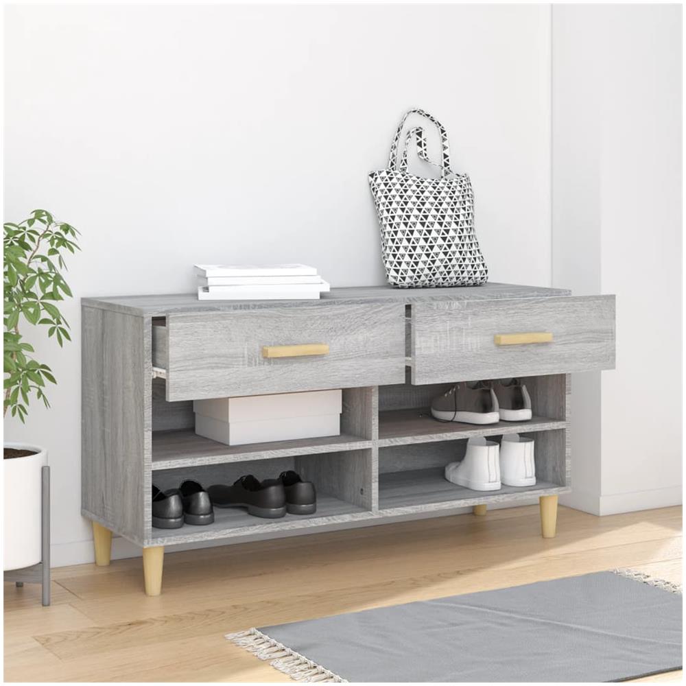 Scarpiera Grigio Sonoma 102x35x55 Cm In Legno Multistrato - Foto 5