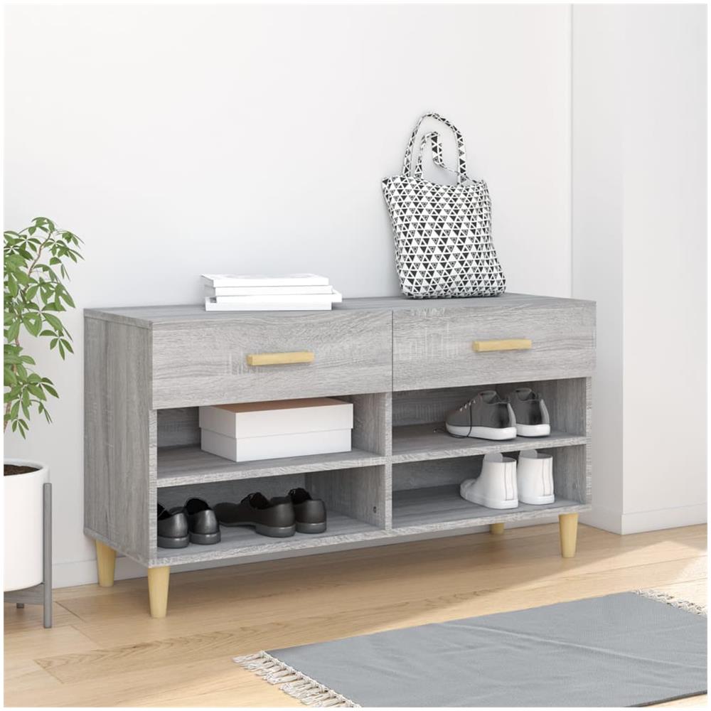 Scarpiera Grigio Sonoma 102x35x55 Cm In Legno Multistrato - Foto 1