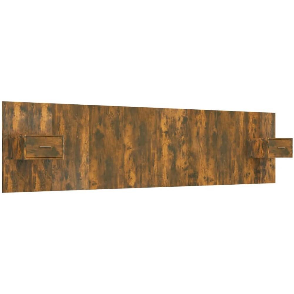 Testiera Letto Con Comodini In Legno Multistrato Rovere Fumo - Foto 2