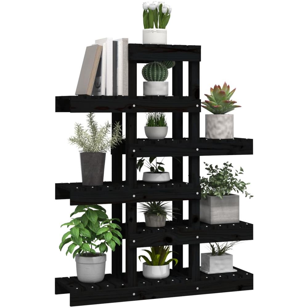 Supporto per Piante Nero 85x25x109,5 cm Legno Massello di Pino - Foto 2