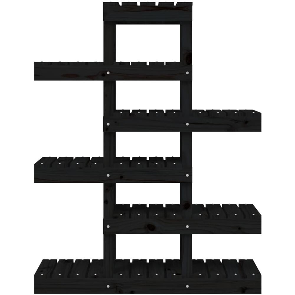 Supporto per Piante Nero 85x25x109,5 cm Legno Massello di Pino - Foto 3