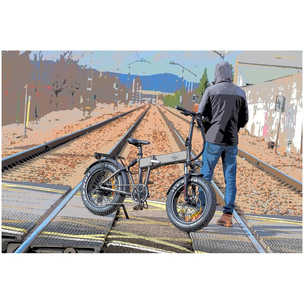 Rocketball - Marrone Dorato - 250w / 14ah - Bicicletta Elettrica Pieghevole A Doppia Sospensione - Fat E-bike Pieghevole Da 20 Pollici - Foto 6
