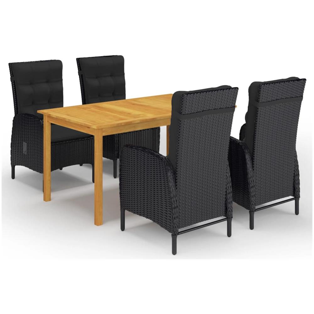 Set Mobili Da Pranzo Per Giardino 5 Pz Nero - Foto 1