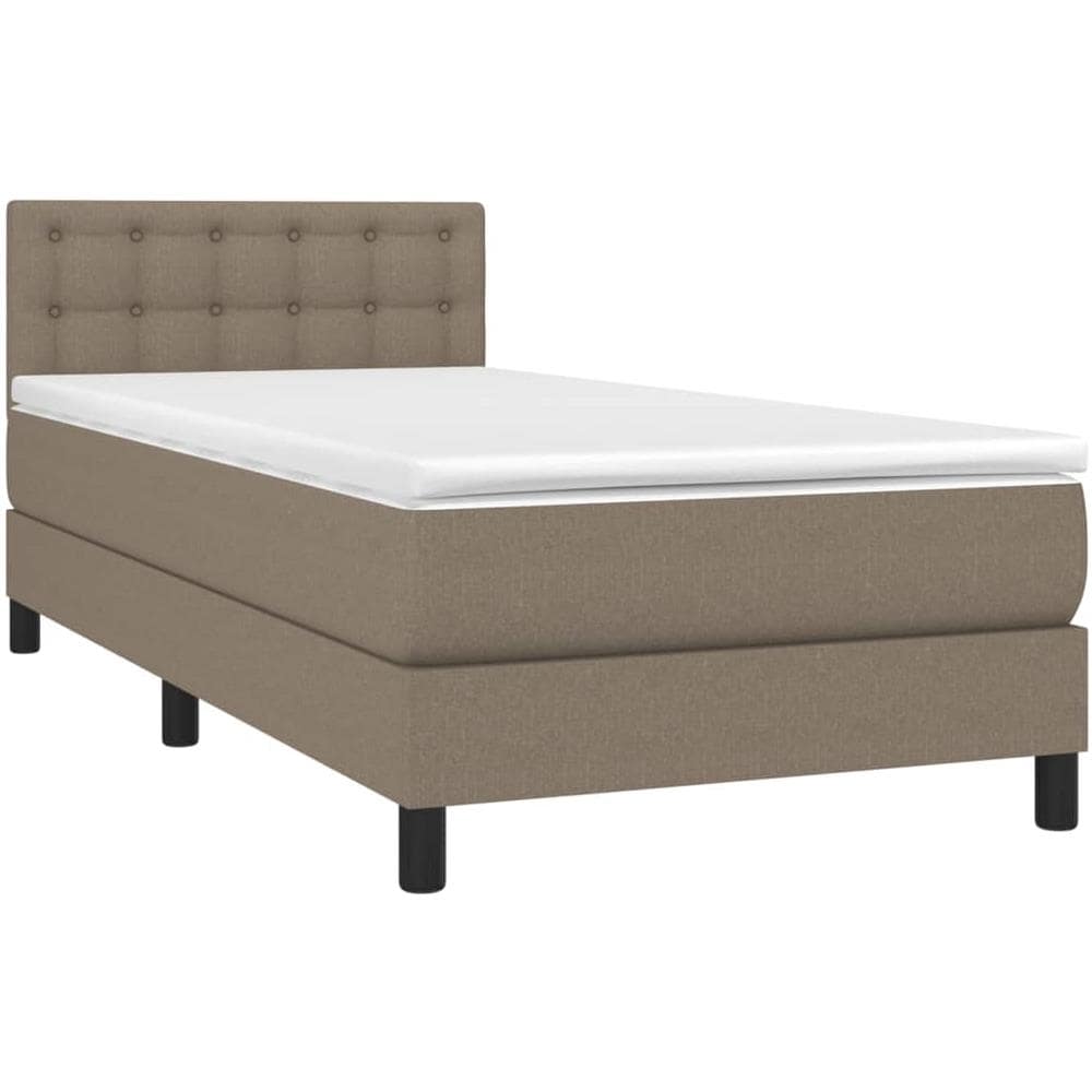 Letto A Molle Con Materasso E Led Tortora 90x200 Cm In Tessuto - Foto 3
