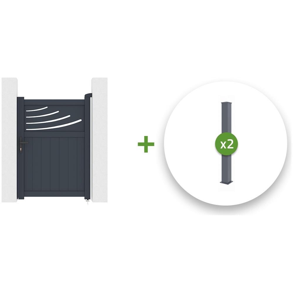 Confezione Cancello Alluminio Halti 100p140 Grigio + 2 Montanti H. 166cm 15x15 - Foto 1