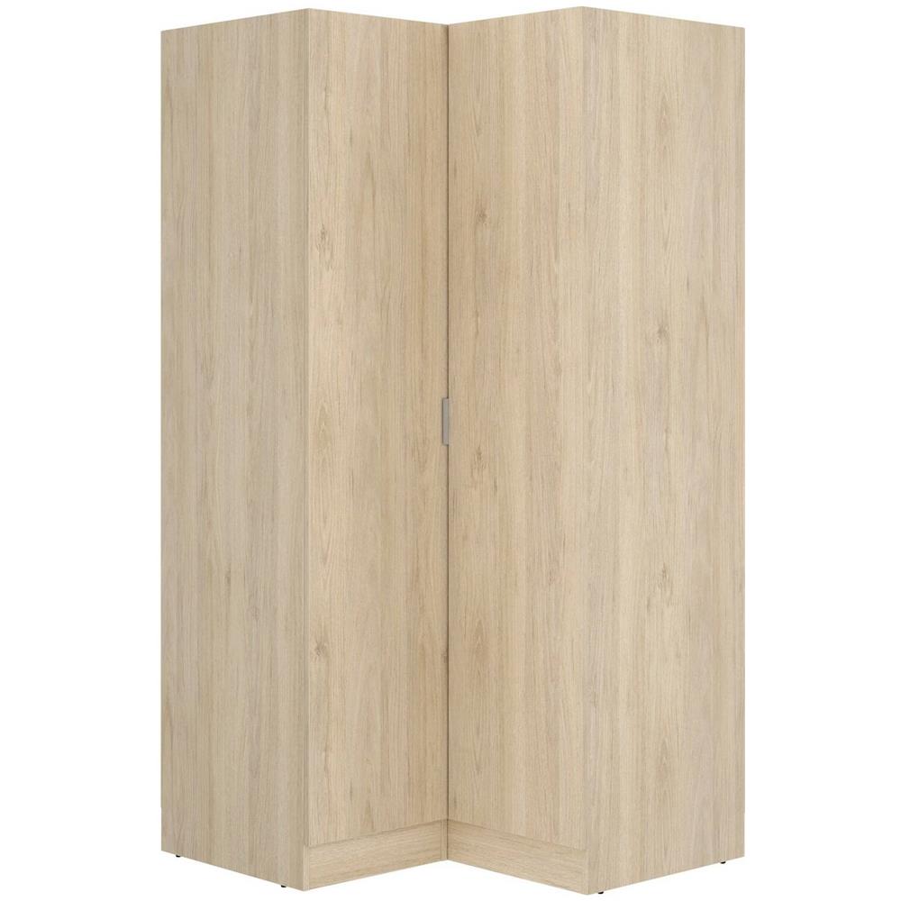 Guardaroba Elgon, Mobile Angolare Per Camera Da Letto, Armadio Appendiabiti Ad Angolo A 2 Ante Battenti, 91x93h184 Cm, Rovere - Foto 2