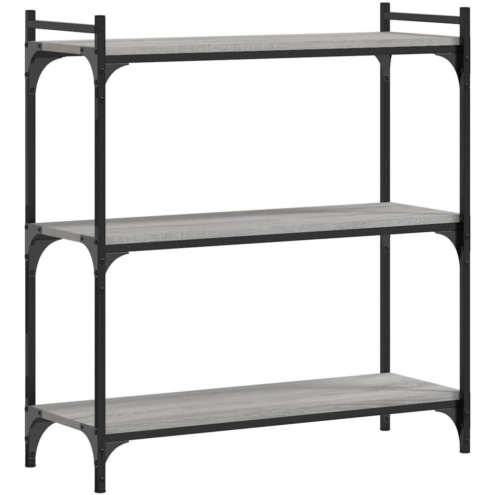 Libreria A 3 Ripiani Grigio Sonoma 80x30x86cm Legno Multistrato - Foto 2