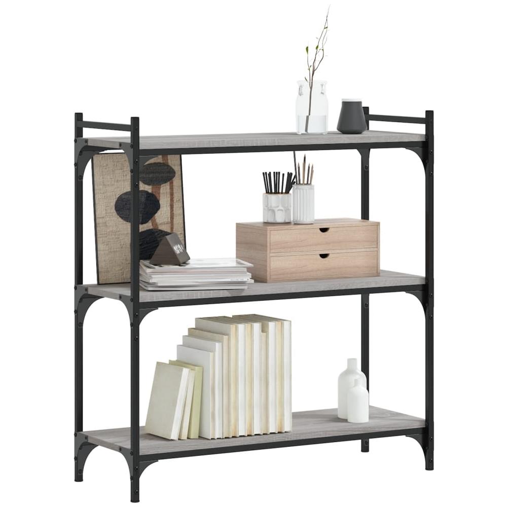 Libreria A 3 Ripiani Grigio Sonoma 80x30x86cm Legno Multistrato - Foto 3