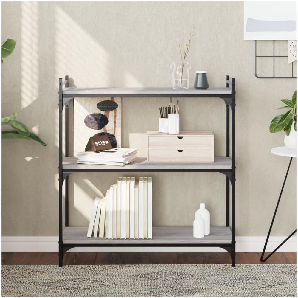 Libreria A 3 Ripiani Grigio Sonoma 80x30x86cm Legno Multistrato - Foto 1