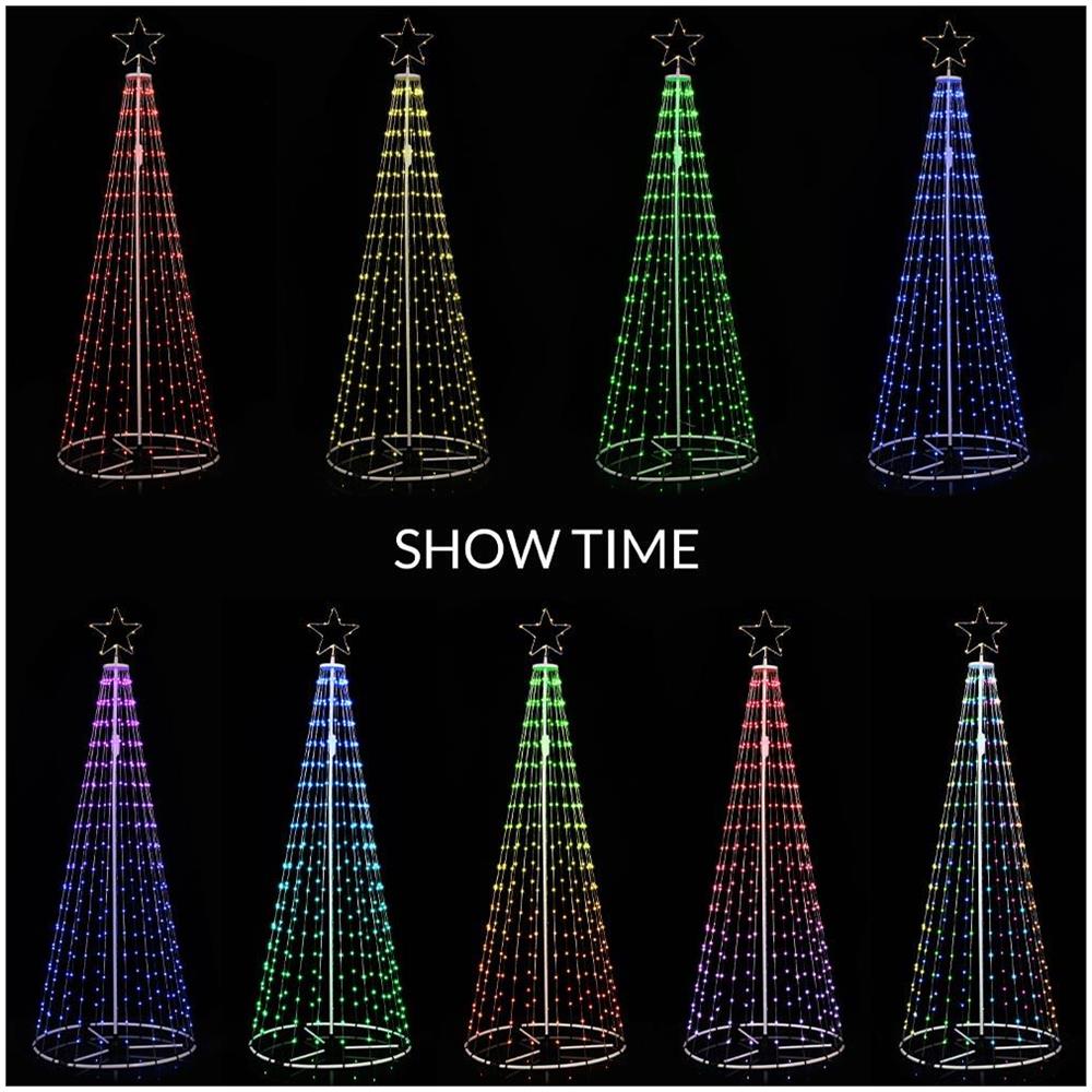 Albero Natale Luminoso 224 cm con 324 LED RGB App Smart Control Luci per Esterno - Foto 5