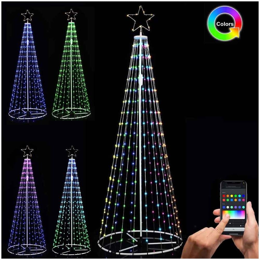Albero Natale Luminoso 224 cm con 324 LED RGB App Smart Control Luci per Esterno - Foto 1