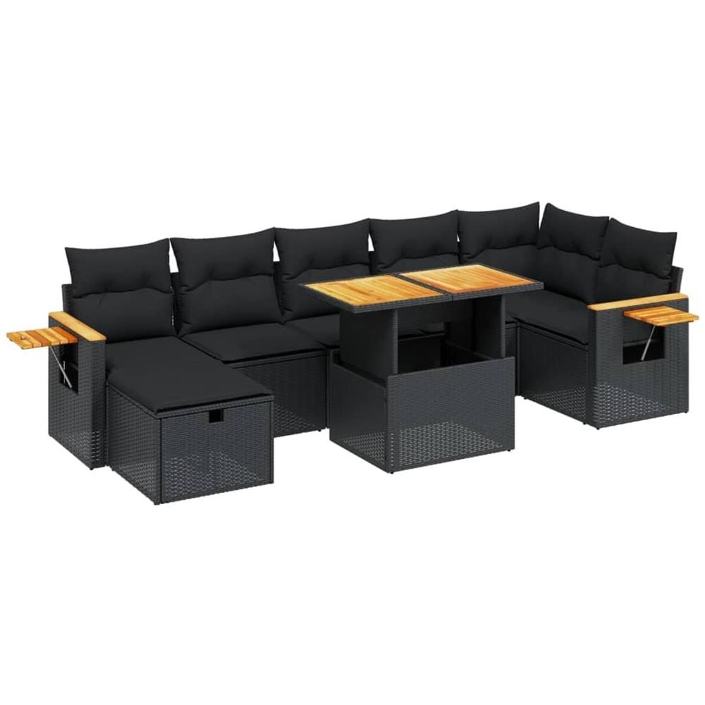 Set Divani da Giardino con Cuscini 8 pz Nero in Polyrattan - Foto 1