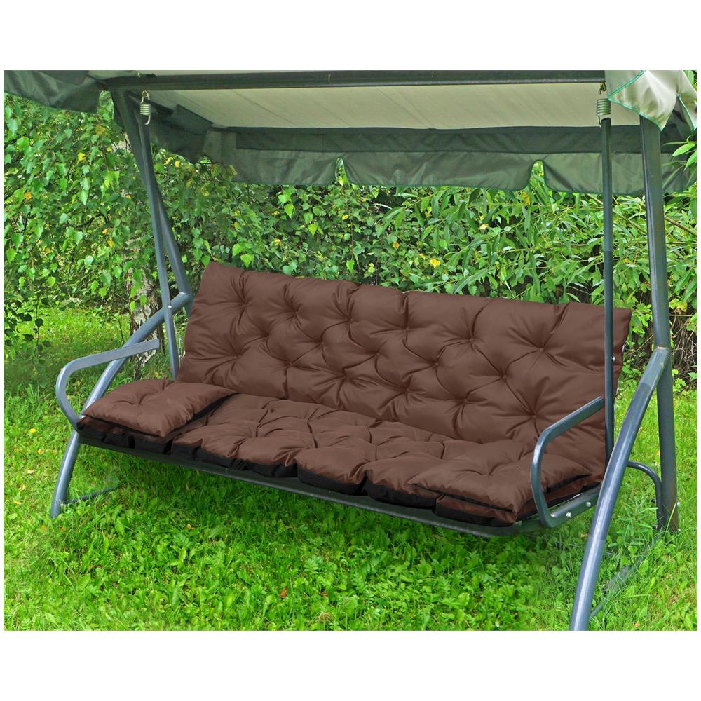 Set di cuscini da giardino AIO FACTORY XL impermeabili, marroni, per panca altalena - Foto 2