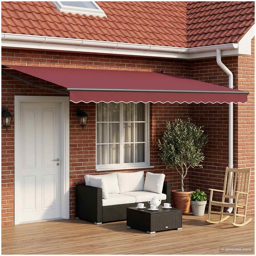 Tenda retrattile manuale con LED Borgogna e Antracite 4 x 2 m - Foto 1