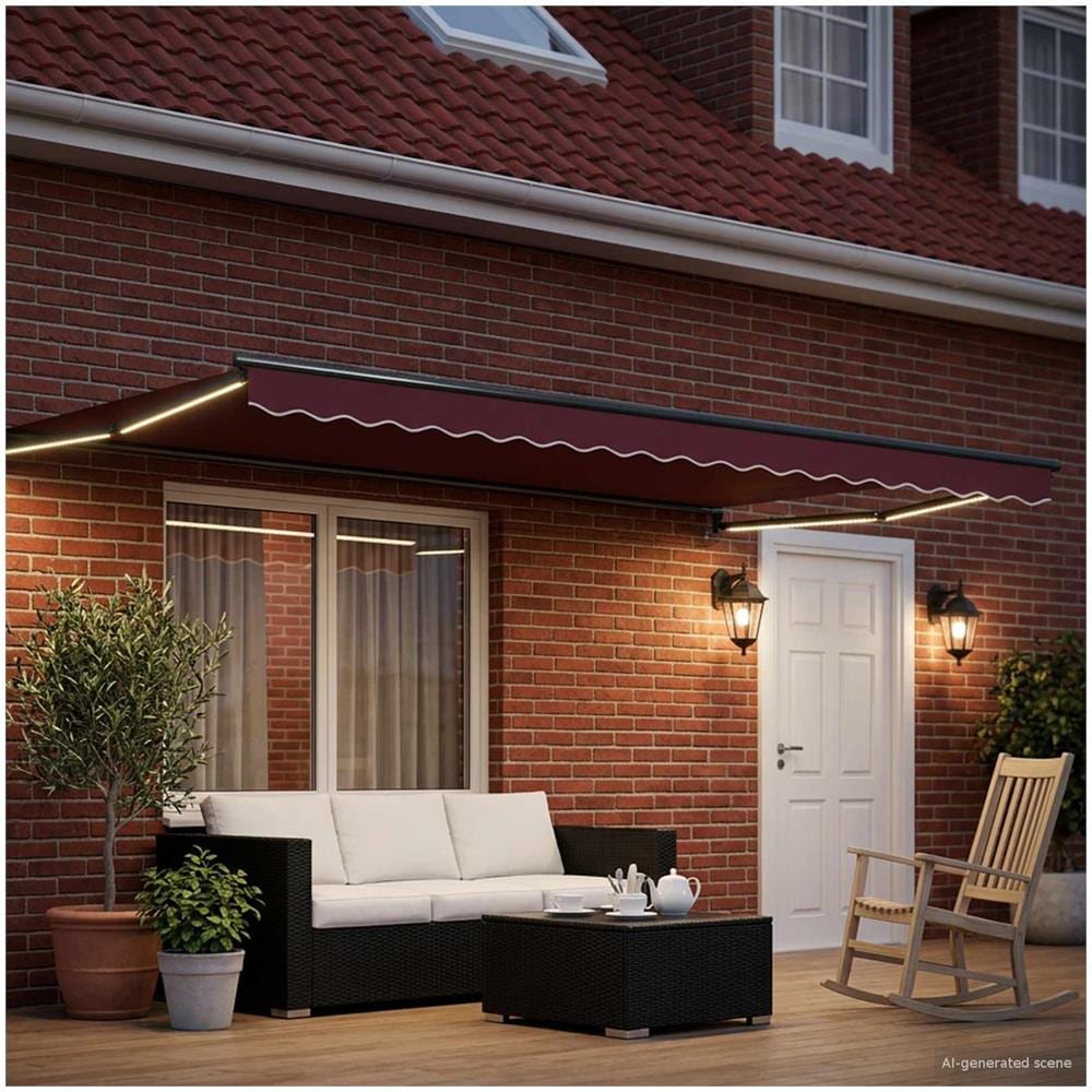Tenda retrattile manuale con LED Borgogna e Antracite 4 x 2 m - Foto 2
