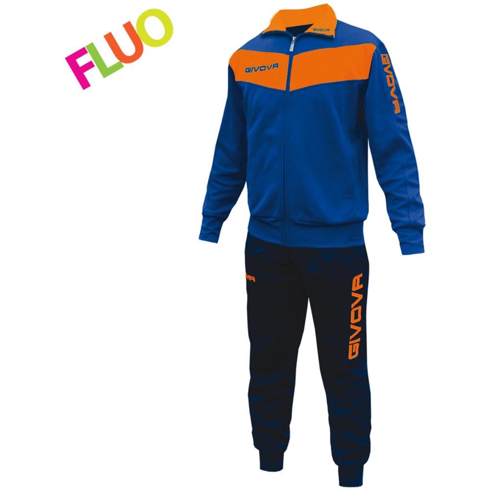 Tuta Visa Givova - Completo Di Giacca A Manica Lunga E Pantalone Di Colore Azzurro / arancio Fluo Taglia S - Foto 1
