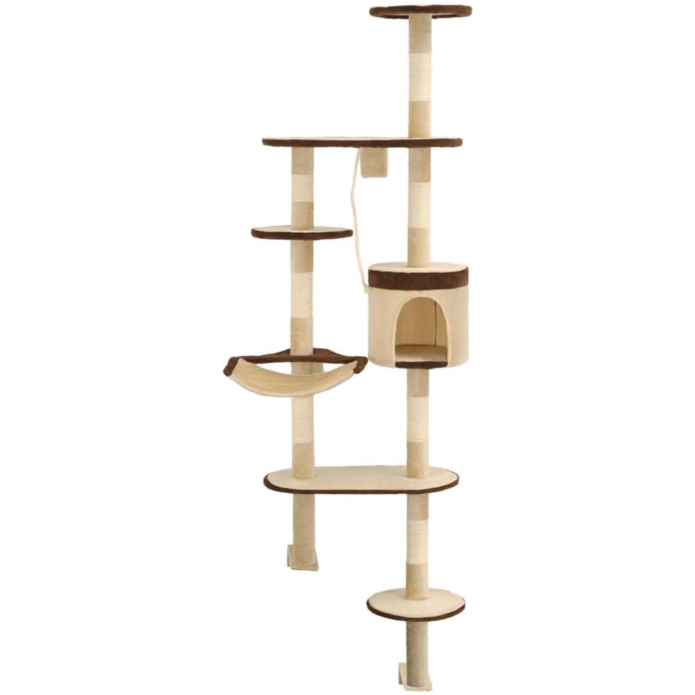 Albero Gatti Tiragraffi In Sisal A Muro 194 Cm Beige E Marrone - Foto 2