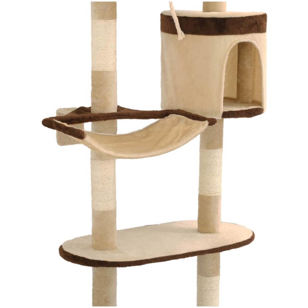 Albero Gatti Tiragraffi In Sisal A Muro 194 Cm Beige E Marrone - Foto 7