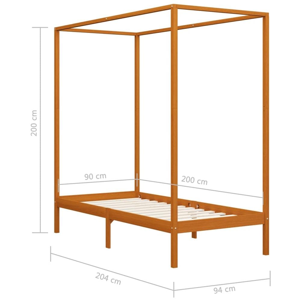 Giroletto A Baldacchino Marrone Miele Massello Pino 90x200 Cm - Foto 11
