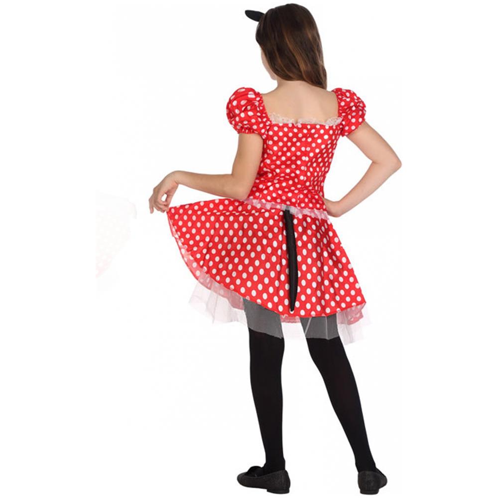 Costume Da Topolina Rosso A Pois Bianchi Bambina - Taglia: 5 - 6 Anni (115 - 130 Cm) - Foto 2