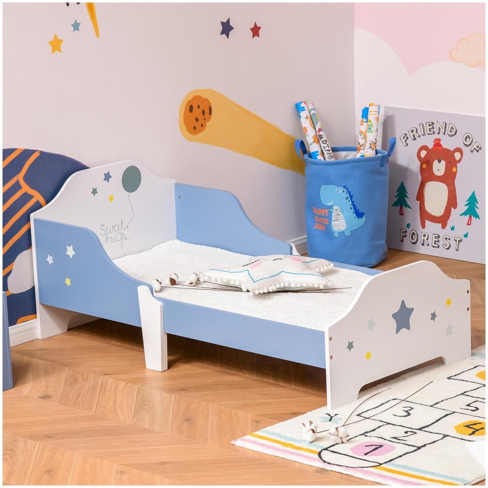 Letto Basso Per Bambini Di +3 Anni Con Sponde Blu E Bianco - Foto 2
