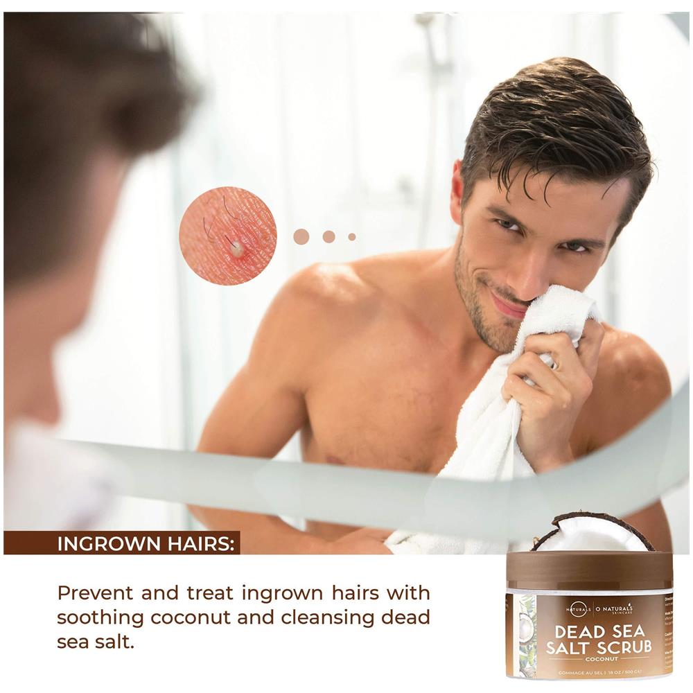 Ultra Idratante Esfoliante Olio Di Cocco Sale Del Mar Morto Body Face Scrub. Pelle Levigante Anti Cellulite Curare Lacne Smagliature Incarniti Peli Morti Della Pelle Di Rimozione Del Rasoio Burns Men Women 500gr - Foto 2