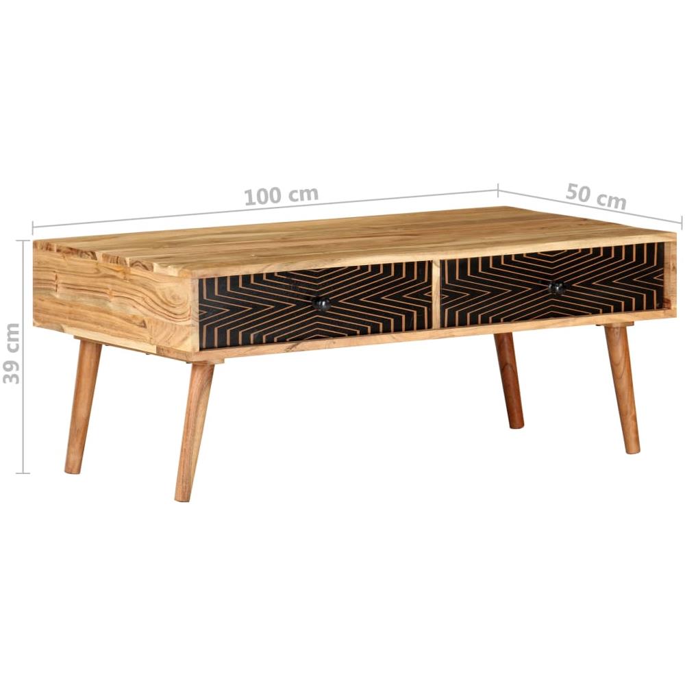 Tavolino Da Caff 100x50x39 Cm In Legno Massello Di Acacia - Foto 8