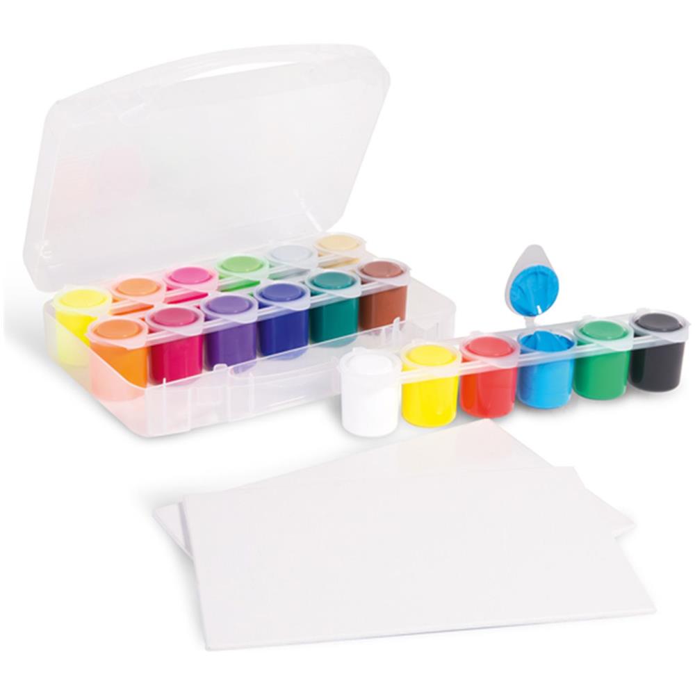 416tb18asp Set Di Colori Acrilici Fini In Barattolo Da 25 Ml. Valigetta Multifunzione Contenente 12 Colori Normali, 4 Fluo, Oro, A - Foto 2