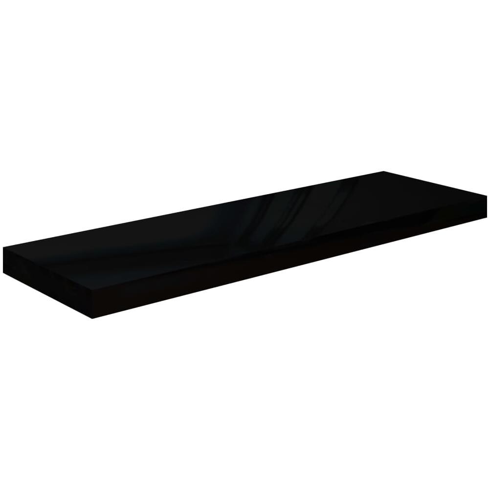 Scaffale A Parete Nero Lucido 80x23,5x3,8 Cm In Mdf - Foto 2