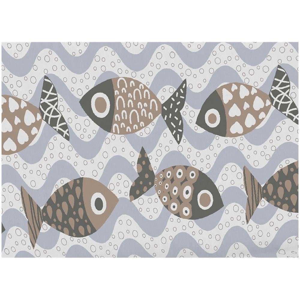 Telo Arredo Multiuso Linea Pensieri Delicati In Cotone Disegno Pesciolini Matrimoniale Beige - Foto 5