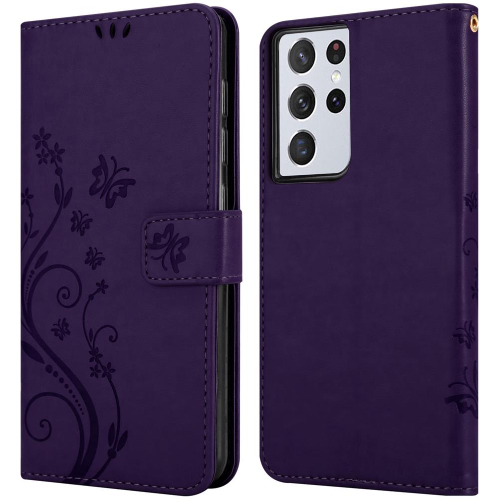 Cadorabo Custodia Compatibile Con Samsung Galaxy S22 Ultra In Lilla Scuro Fiore - Coperchio Protettivo In Design Floreale Con Chiusura Magnetica, Funzione Stand E Slot Per Carte - Foto 8