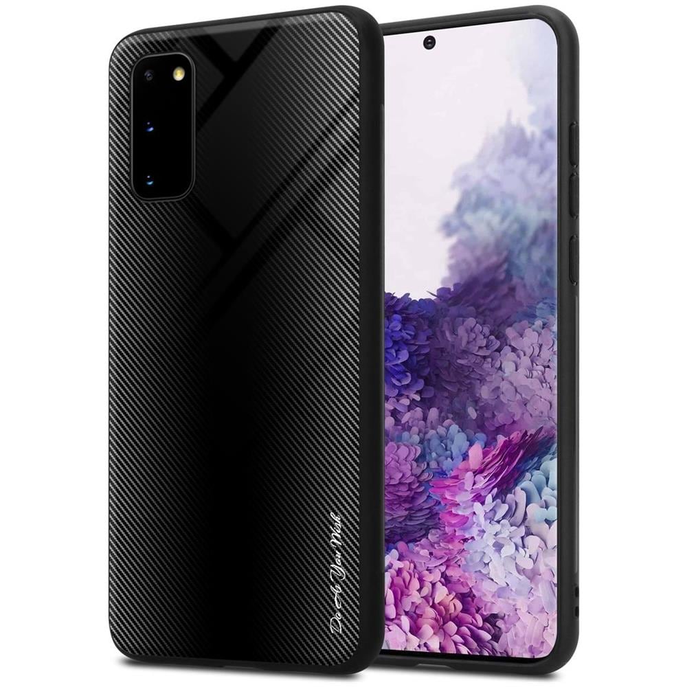 Custodia Compatibile Con Samsung Galaxy S20 - Ottica A Strisce In Opale Nero - Coperchio Protettivo In Vetro Temperato E Silicone Tpu - Foto 1