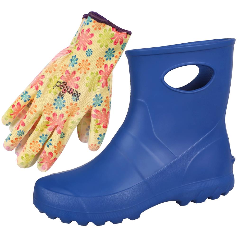 Un Set Da Donna- Stivalli Blu Garden Lemigo + Guanti Da Giardino 37 Eu - Foto 1
