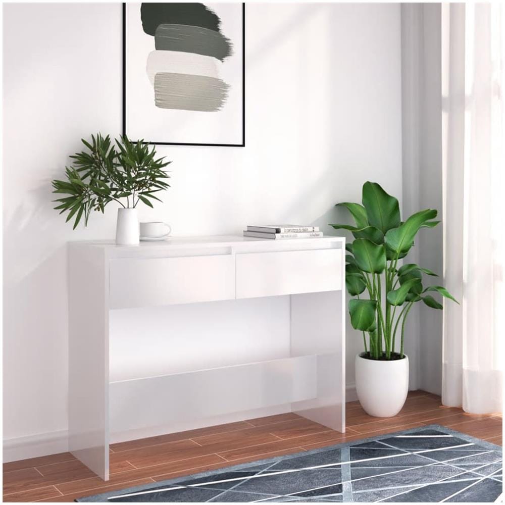 Tavolo Consolle Bianco 100x35x76,5 cm in Truciolato - Foto 1
