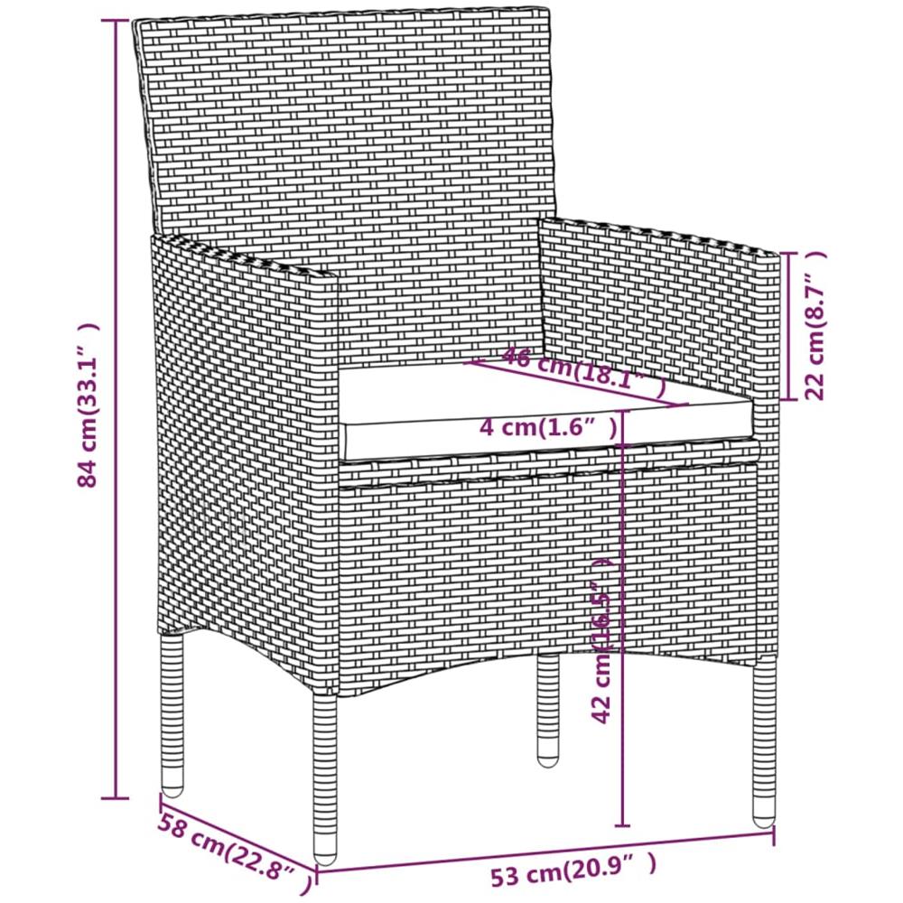 Set Da Pranzo Per Giardino 5 Pz Con Cuscini Beige E Nero - Foto 2