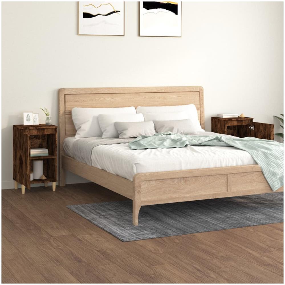 Comodini 2 Pz Rovere Fumo 40x35x70 Cm In Legno Multistrato - Foto 3