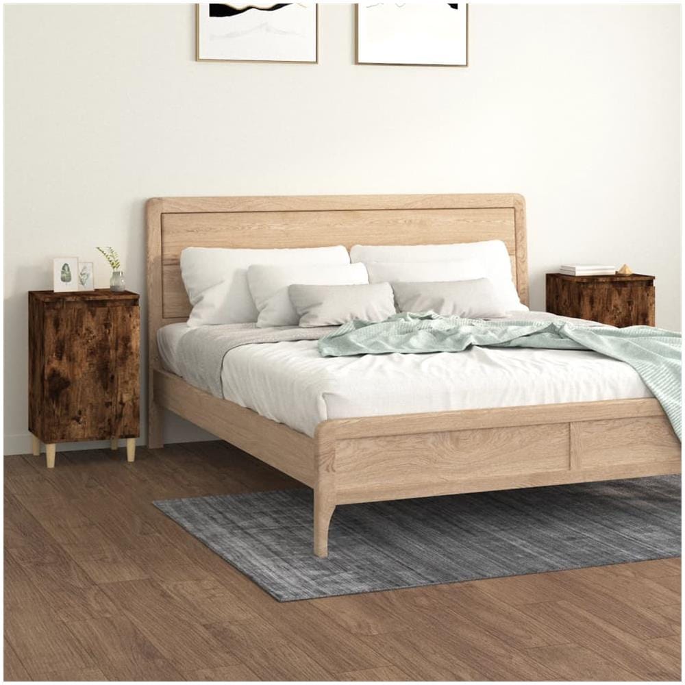 Comodini 2 Pz Rovere Fumo 40x35x70 Cm In Legno Multistrato - Foto 1