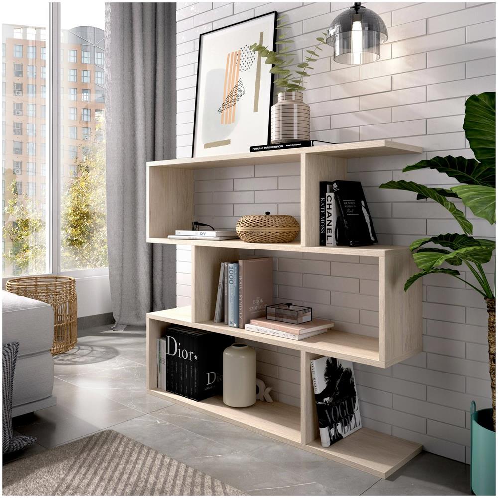 Libreria Misone, Scaffale Da Ufficio Multiuso, Mobile Biblioteca Portalibri A 3 Ripiani, 110x25h96 Cm, Rovere - Foto 1