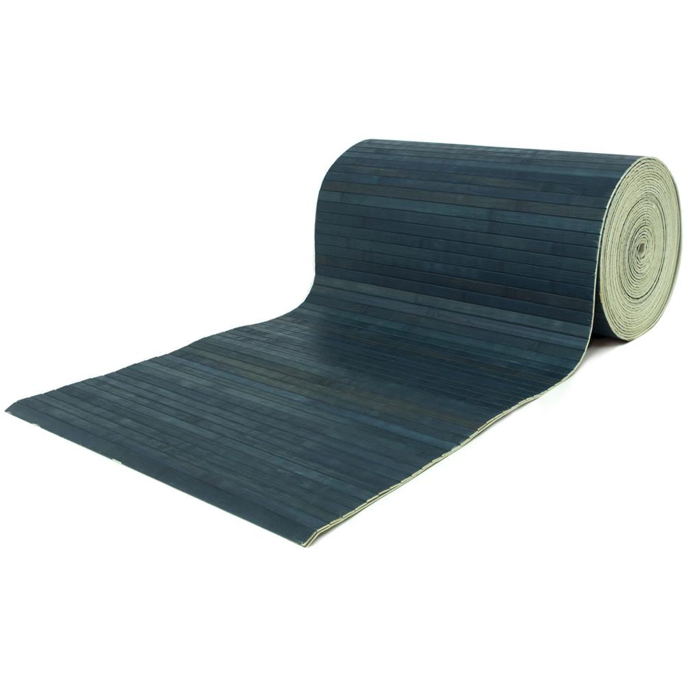 Tappeto Bamboo Passatoia Antiscivolo In Tinta Unita Colore Blu 50x140 Blu - Foto 1