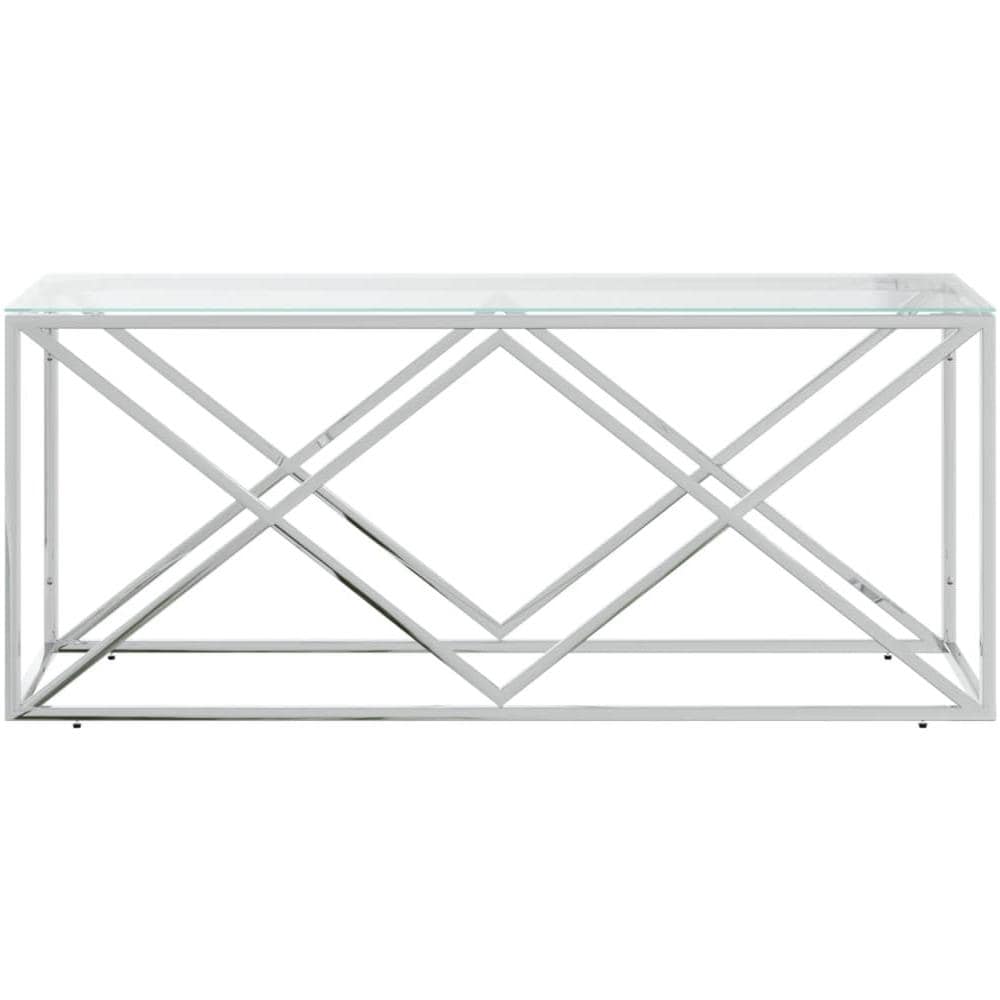 Tavolino Da Salotto 110x45x45 Cm In Acciaio Inox E Vetro - Foto 3