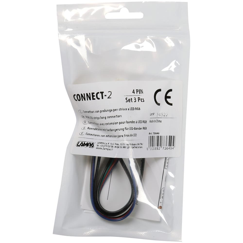 Connect-2, Connettori Con Prolunga Per Strisce A Led Rgb, Set 3 Pz - Foto 2