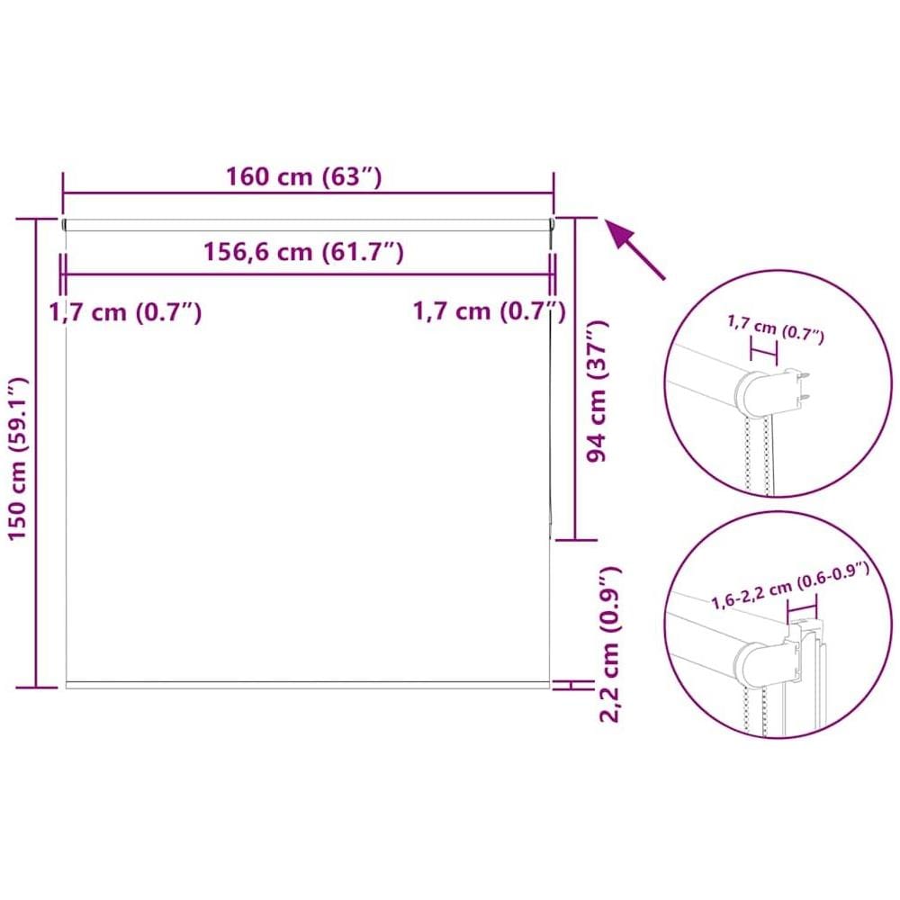 Tenda a Rullo Oscurante 160x150 cm Larghezza Tessuto 156,6 cm - Foto 10